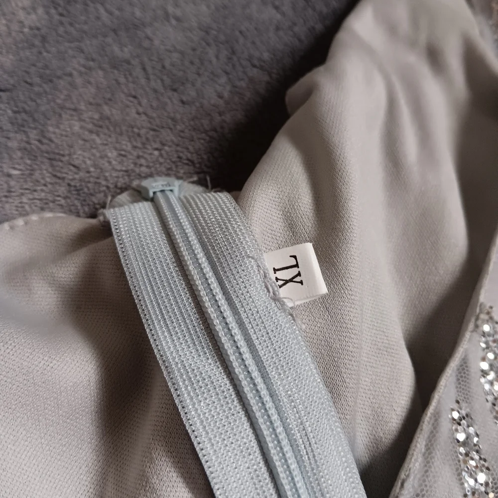 Icy Princess Silver Glitter & Gray Long Sleeve Event Evening Dress Size XL - Picture 10 of 10